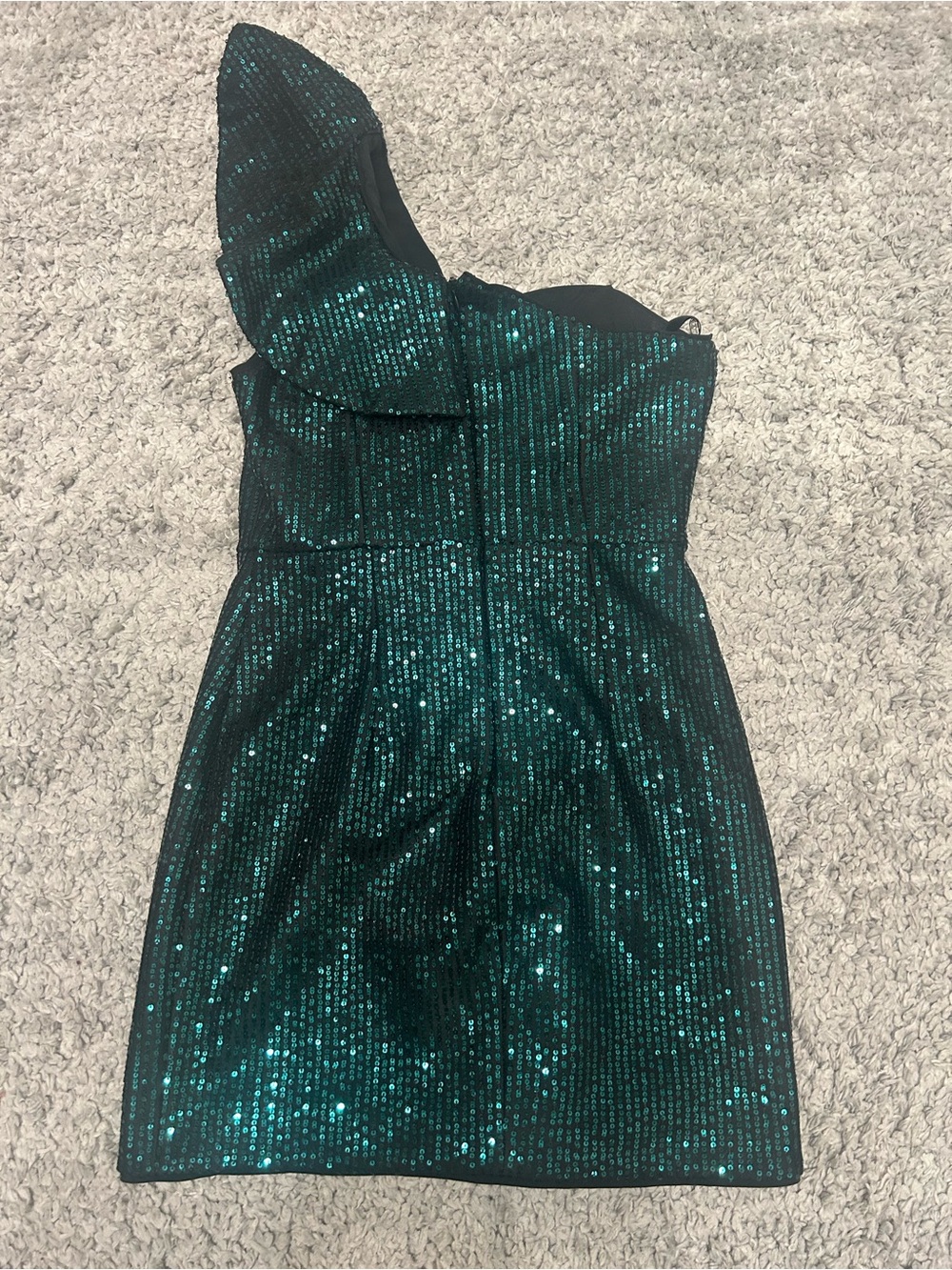 Do+Be One Shoulder Ruffle Mini Sequin Dress, Large - Picture 2 of 2